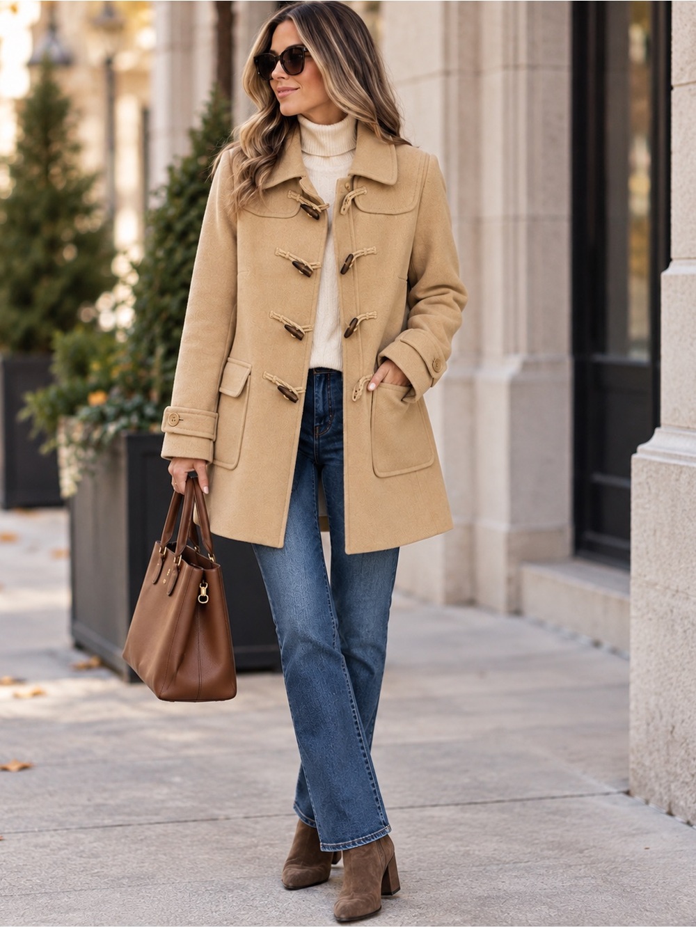 GAP Camel Wool Blend Toggle Coat Women’s Medium Preppy